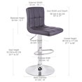 thumbnail image 4 of Bronte Living Leatherette Bar Stool 360 Swivel, Adjustable Height 24" to 33" Mid-Backrest, with Hard Floor Protection Rubber Band - Series Clementine - Set of 2, 4 of 9
