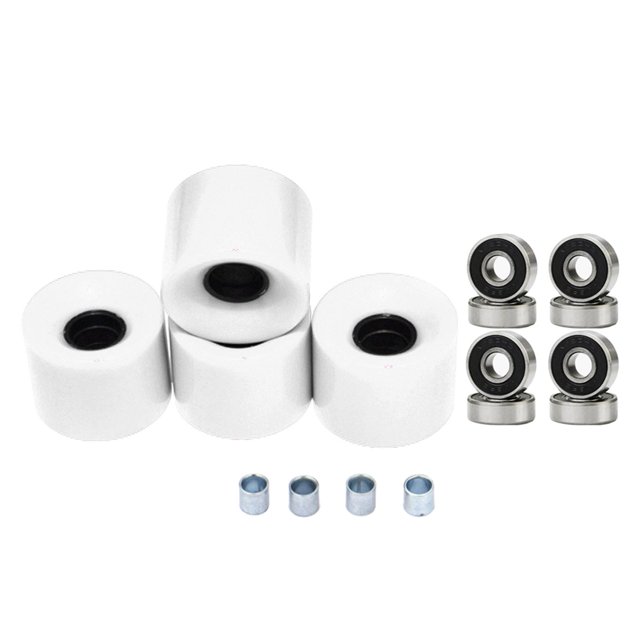 koolsoo Roues de Longboard et de Planche à Roulettes 60 mm 78 A avec Roulements, Ensemble de 4, Roues de Rechange Blanc Noir Housse