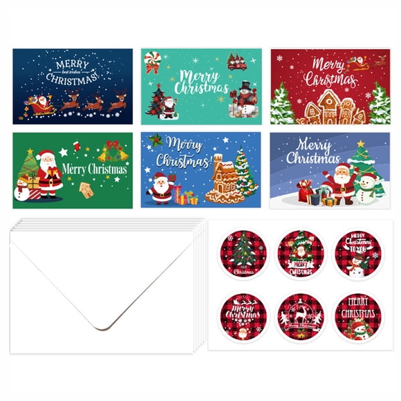 Colorful Deluxe Christmas Greeting Card Set, 6 A3 Cards With Envelopes & Stickers, Festive Designs For Holiday Wishes, Diy Customization For Personal Touch, Ideal For Gifting To Family & F