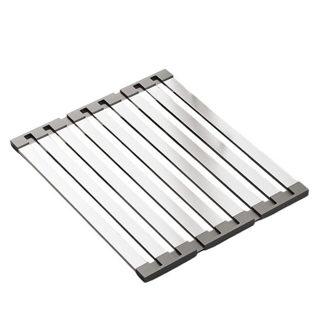 Lipstore Dish Drying Rack Nonslip over The Sink Stainless Steel Foldable Dish Drainer 38cmx32.5cm
