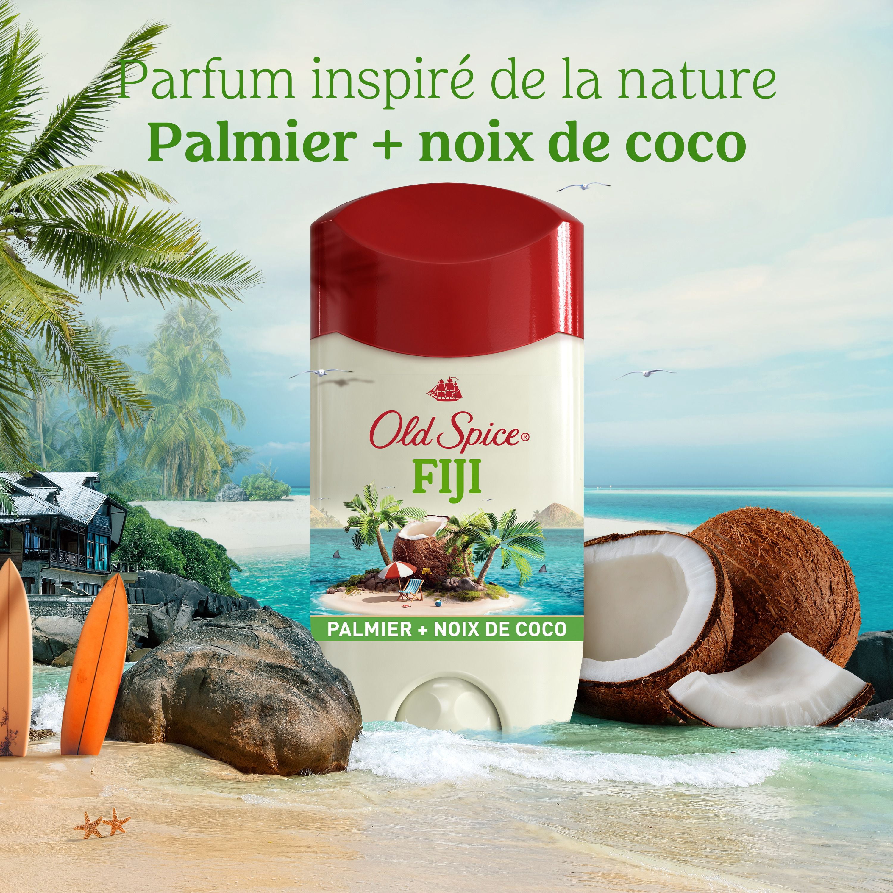 Antisudorifique et Désodorisant Old Spice pour Hommes, Fiji avec Palmier, Protection Contre la Transpiration 24/7, 73 g