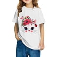 thumbnail image 1 of Rbaofujie T-Shirts pour Fille à Manches Courtes, Jolis T-Shirts Graphiques à Col Rond, Imprimé de Chat de Dessin Animé, Hauts d'Été, 1 of 4