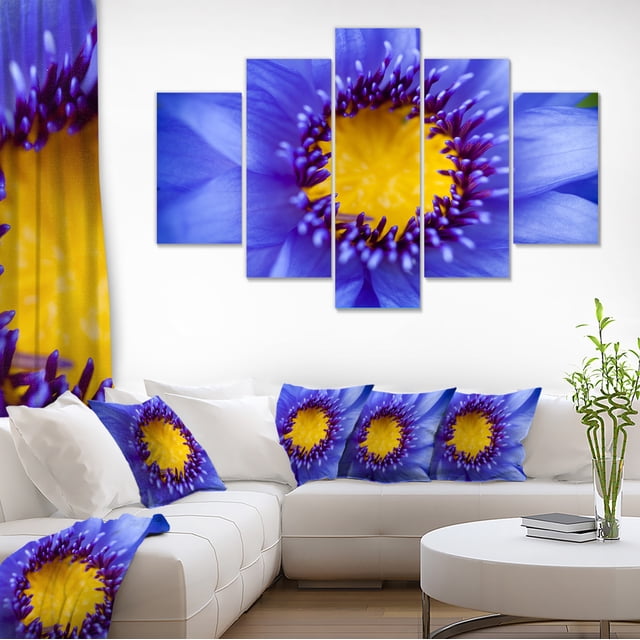 Lotus Bleu Gros Plan Aquarelle - Fleurs Uvre d'Art sur Toile