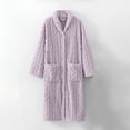 thumbnail image 2 of Timegard Bathrobe for Women Fuzzy Button down V Neck Robe Fleece Warm Long Sleeve Pajamas with Pockets, 2 of 8
