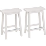 Basics Solid Wood Saddle-Seat Kitchen Counter Barstool, 73.66 cm Height, Walnut Finish - Set of 2