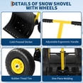thumbnail image 4 of Pelle à Neige avec Roues – Pousseur Ergonomique Robuste de 29,1 Pouces de Large – Hauteur Réglable, Lame Inclinée à 5 Positions – pour Entrée, Trottoir, Trottoir et Porte – Lame Noire, Poignée Jaune et Roues, Spéc. 36, 4 of 7