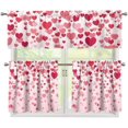 thumbnail image 1 of Valentine''s Day Window Curtains Set of 3 for Home Light Filtering Valance Pink Heart 24" Tier Curtains with Valance Rod Pocket Window Curtains Treatment for Bedroom Valentine''s Day Decorations, 1 of 5