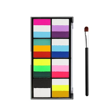 Rbaofujie Face Body Paint Kit Professional Face Painting Kit Makeup Palette Halloween Makeup Kit Neon Body Paint Arts Party Fancy Make Up with 6 Face Paint Brushes