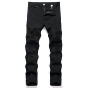 Penkiiy Men's Slim Fit Jeans Stretch Comfy Washed Straight Leg Denim Jeans 3XL Black
