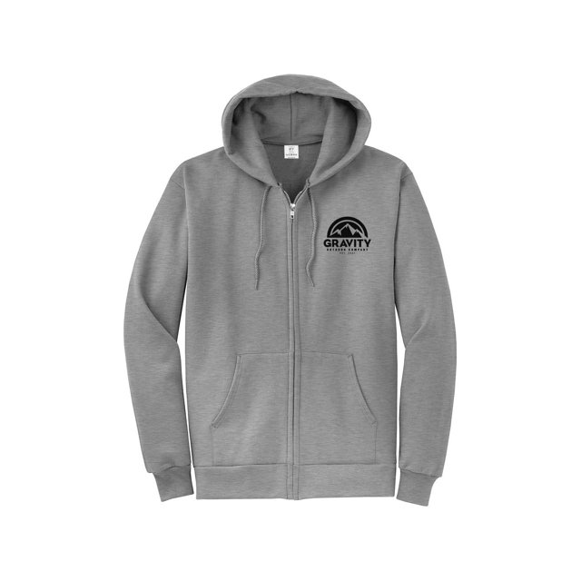 Gravity Outdoor Co. Zip-Up Hoodie - Athletic Heather - Black Logo - Small