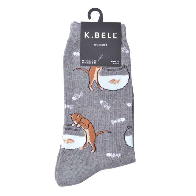 K. Bell Chaussettes Crew en Mélange de Coton pour Femmes, 9-11, Charbon