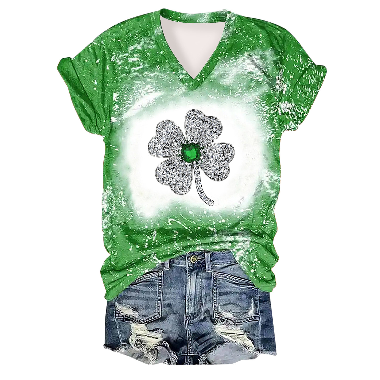 Offres jusqu'à 70 % de Réduction! Hauts d'Été pour Femmes 2024 Grande Taille Mode T-shirt Imprimé à Manches Courtes Col Rond T-shirt à Manches Courtes Col en V T-shirt Cadeau pour Femmes en Solde
