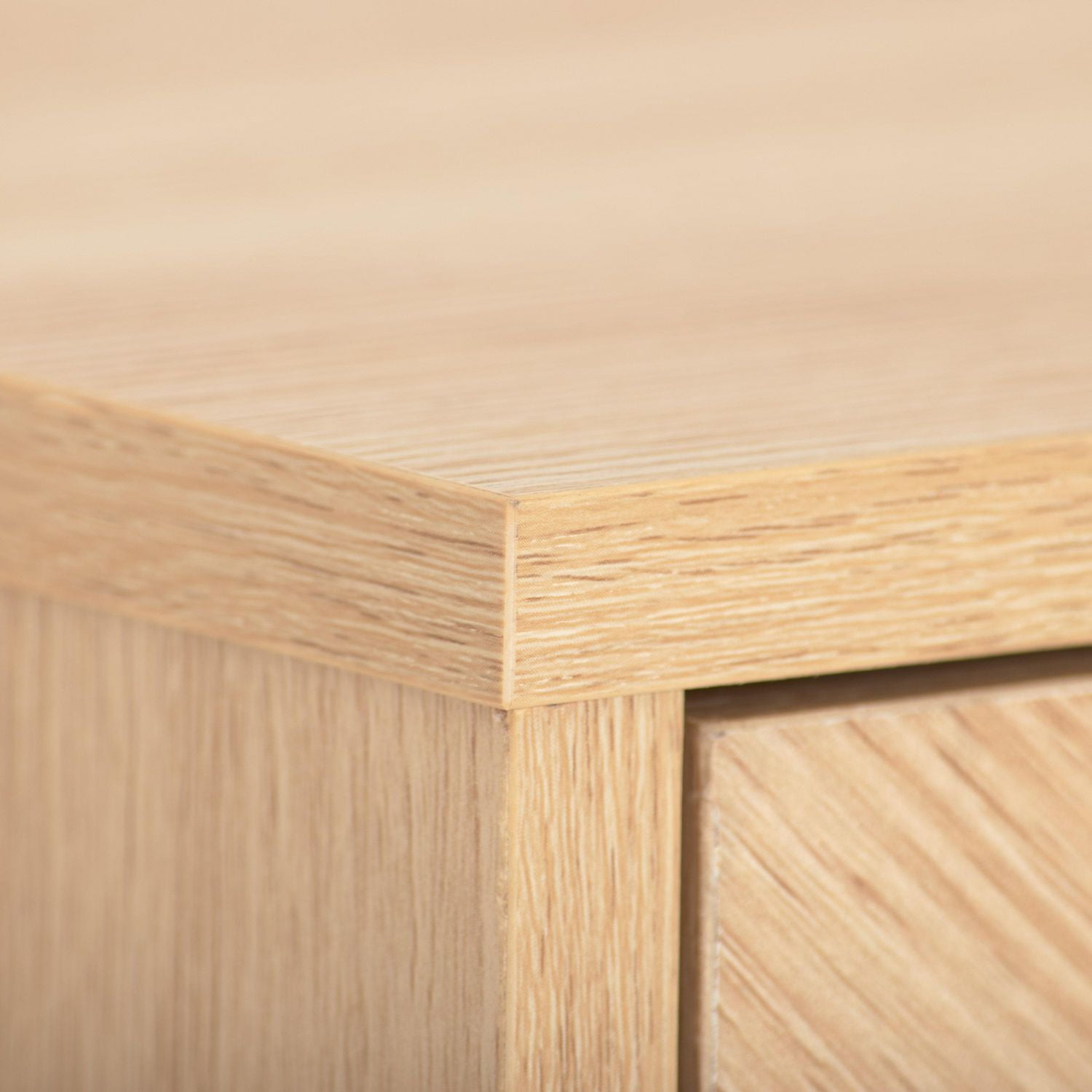 CorLiving Himari Engineered Wood Sideboard with Wood Legs, 2 Doors and 5 Shelves, Light Brown