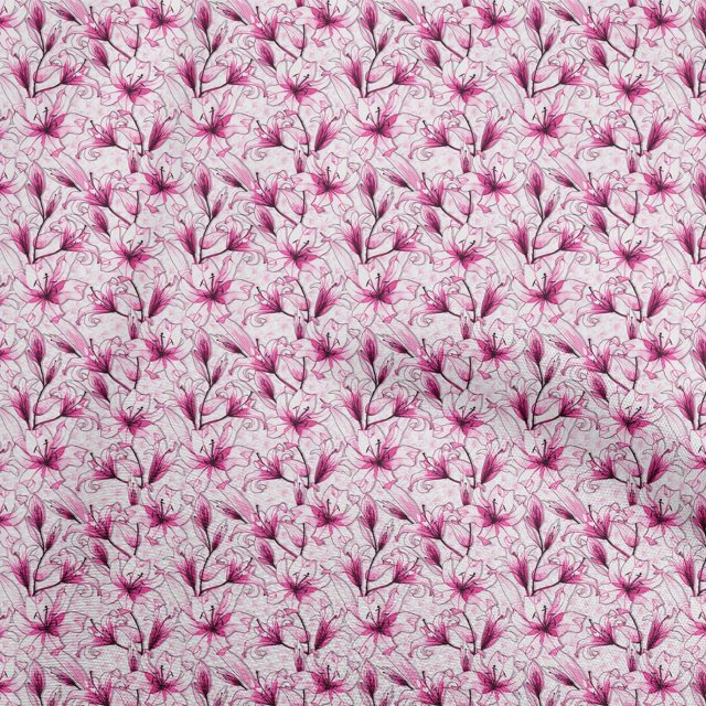 oneOone Rayon Fuschia Pink Fabric Floral Craft Projects Decor Fabric Printed By The Yard 56 Inch Wide