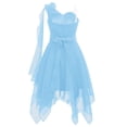 thumbnail image 2 of Ocealan Robe de Demoiselle d'Honneur à une Épaule pour Fille, Robe de Fête de Mariage Junior pour Enfants avec Ceinture Perlée, Bleu Pâle 6, 2 of 6