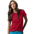 thumbnail image 1 of Hanes ComfortSoft T-Shirt à Col Ras du Cou en Jersey Coupe Décontractée pour Femmes, P, Rouge Foncé, 1 of 3