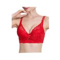 thumbnail image 1 of INSPIRE CHIC Women Full Cup Bras Breathable Comfort Floral Lace Full Coverage Non Padded Underwired Bra 44/100 Fit 42B/C Red, 1 of 6