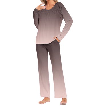 Pisexur Pyjamas pour Femmes Ensemble, Pyjamas pour Femmes, Pantalon Décontracté Imprimé Dégradé pour Dames Ensemble de Pyjama Or Rose, G