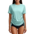 thumbnail image 2 of Neewe Women's Rash Guard UPF 50+ Ruched Swim Shirt Round Neck Short Sleeve Performance Top S-XXL, 2 of 8