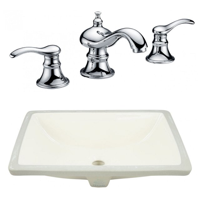 20.75-in. W CSA Rectangle Bathroom Undermount Sink Set In Biscuit - Chrome Hardware AI-23073
