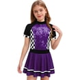 thumbnail image 1 of YiZYiF Racer Girls Costume Kids Racing Driver Fancy Dress-up Short Sleeve Zip Back A Line Dress Purple 14, 1 of 5