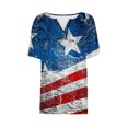 thumbnail image 4 of KIHOUT Women's Independence Day Printed T-Shirt Button Up Short Sleeved V-Neck Tops Navy S, 4 of 5