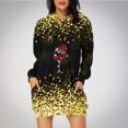 thumbnail image 1 of Jsaierl Robe à Capuche de Noël pour Femmes à Manches Longues, Tunique à Capuche à Imprimé Verre de Noël, Chandail de Noël, Robe de Fête avec Poches, 1 of 4
