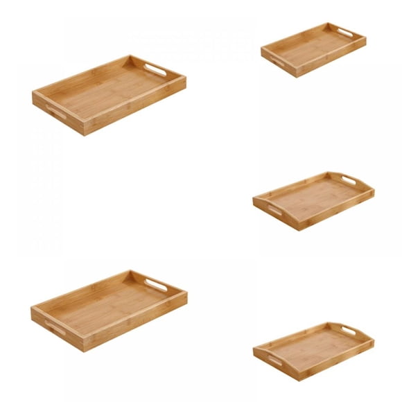 Greyghost Large Bamboo Serving Tray with Handles, Kitchen Food Wood Serving Tray, for Coffee, Food, Breakfast in Bed, Dinner, Tea Bar, Great for Lap & Couch