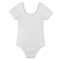 thumbnail image 4 of Miaeowve Justaucorps Classique à Manches Courtes pour Filles, Extensible, de Gym, de Ballet et de Danse, Blanc, 3, 4 of 7