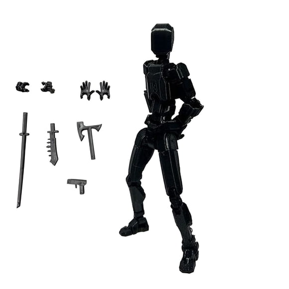 Titan 13 Action Figure, T13 Action Figure Robot, Stikbot Toys with Weapon Accessories, 3D Printed Action Figures Toys, Multi-jointed Movable Stick Bots Articulated Robot Dummy, Bot Figures