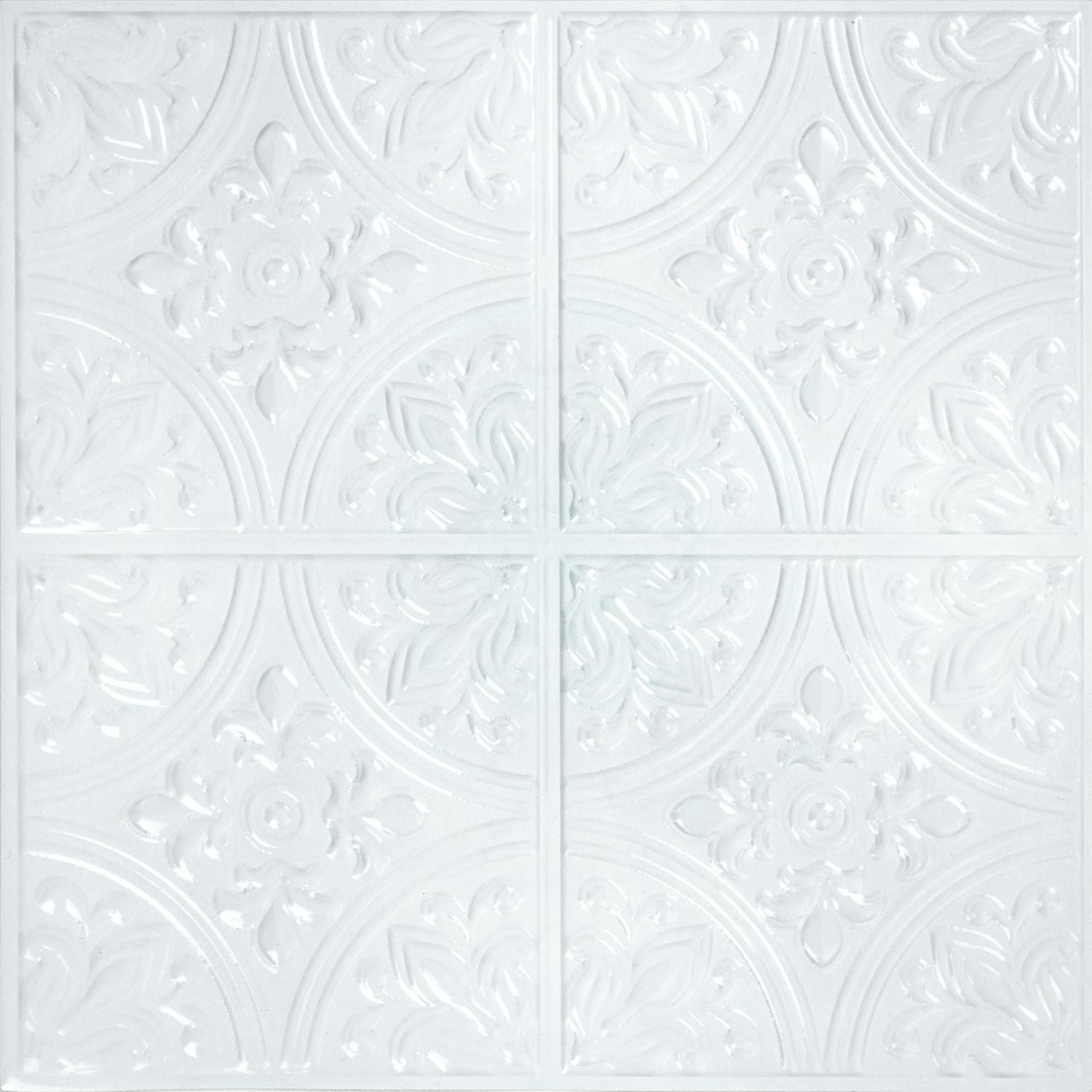 RoomMates Bright White Faux Tin Tile Peel And Stick Backsplash