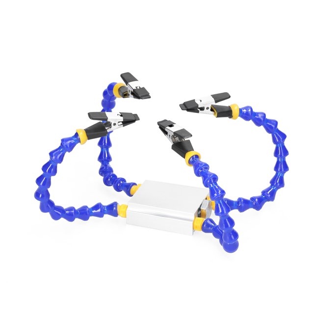 TFixol Outil d'Assistant de Soudure Flexible à 4 Bras avec Base en Alliage d'Aluminium, Tubes PP Réglables et Clips Résistants à la Chaleur pour Réparations de Précision PCB et Modèle