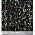 thumbnail image 1 of Soimoi Black polyester Crepe Fabric Floral Love Text Print Sewing Fabric Yard 42 Inch Wide, 1 of 5