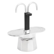 2 Cup Stovetop Espresso Maker, 100ml Double Head Coffee Maker, Aluminum Alloy Electric Italian Vespresso Coffee Pot Espresso Shot Maker, 6.5x2.8inch DIY Conduit Coffee Pot