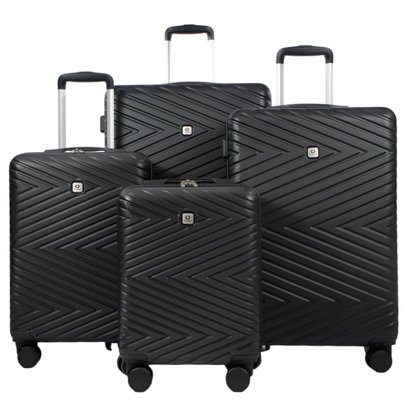Travelhouse Ensemble de 4 Pcs de Valises Rigides, Valise Rigide Légère avec Cadenas TSA et Roues Pivotantes, Noir
