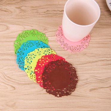 Agiferg Lace Flower Doilies Silicone Coaster Tea Cup Mats Pad Insulation Placemat LAU