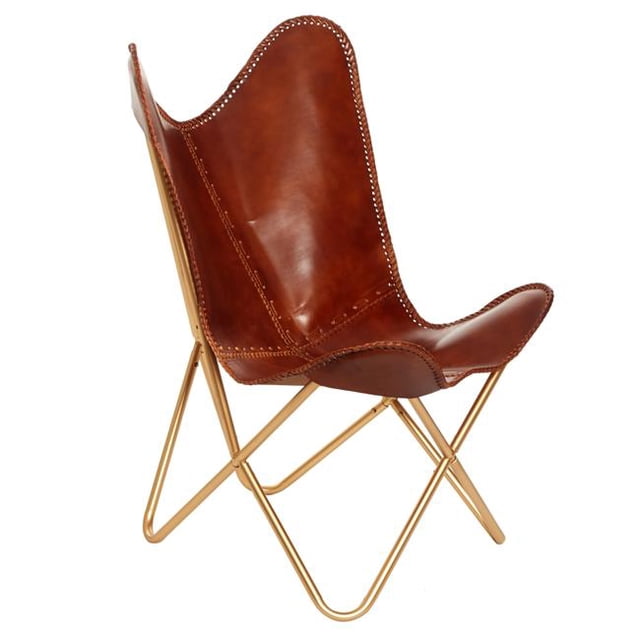 Carolina BC3134-GLD Monroe Butterfly Chair, Brown & Gold