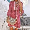 thumbnail image 1 of Jusqu'à 65 % de Rabais! Robes d'Été Mode pour Femmes 2024 Grande Taille Col en V Imprimé Manches 3/4 Mini-Robe en Dentelle Patchwork, 1 of 6