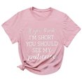 thumbnail image 2 of EGNMCR T Shirts pour Femmes Women's Mode Été Col Rond Loisirs Manches Courtes Hauts Imprimés, 2 of 3
