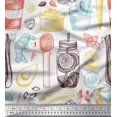 thumbnail image 1 of Soimoi polyester Crepe Fabric Vegetables,Jar & Cups Print Fabric by Yard 52 Inch Wide, 1 of 3