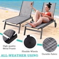 thumbnail image 4 of Yoleny Patio Lounge Chair with Wheels, Outdoor Lounge Chairs Set of 2 with Adjustable Backrest, Waterproof Textilene Pool Lounge Chairs for Patio Poolside Deck, Gray, 4 of 7