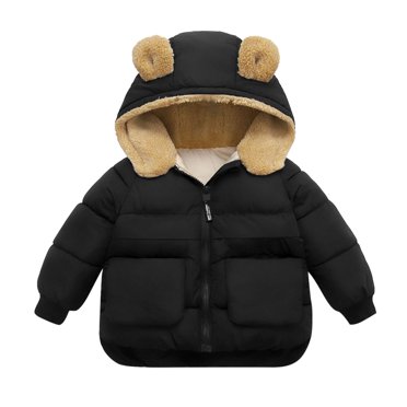 Zshosam Manteau en Duvet pour Enfants Manteau d'Hiver pour Garçon Manteau Matelassé pour Enfants Résistant à l'Eau Manteau Bouffant en Molleton Épais avec Capuchon Taille 12 18 Mois,(Noir 12-18 Mois)