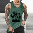 thumbnail image 2 of Sentmoon Men's Tank Shirts Summer Sleeveless Crew Neck Workout Clothes Palm Tree Print Loose Fit Oversized Breathable Compression Undershirts for Men Beach for Casual Streetwear Green S, 2 of 6