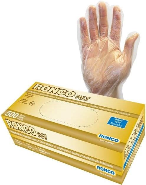Poly Deli Gloves, Medium, Disposable Polyethylene Gloves, 500 Pack (Large), Ronco Poly M