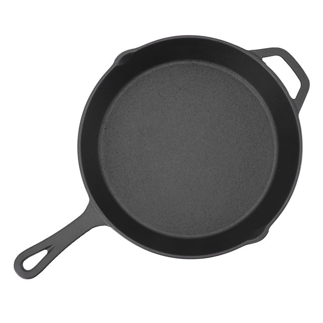 Poêle à Frire en Fonte, Répartition Uniforme de la Chaleur, pour Cuisson et Grillades en Camping Intérieur Extérieur Sans Revêtement