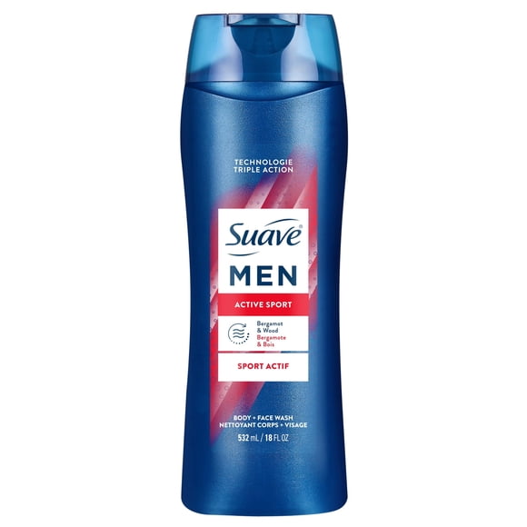 Suave Men Face & Body Wash, Energizing Sport, Body Cleanser for Moisturized Skin, With an All day Fresh Scent 532ml