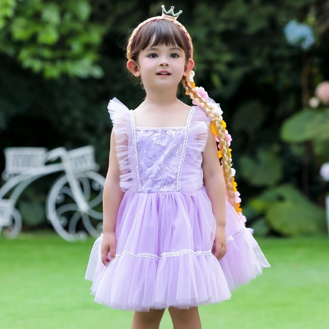 Robe Princess Raiponce Violette pour Tout-Petites Filles Costume d'Halloween Déguisement