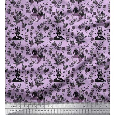 Soimoi Rayon Fabric Floral,Horse & Soldier Kids Print Sewing Fabric Yard 56 Inch Wide