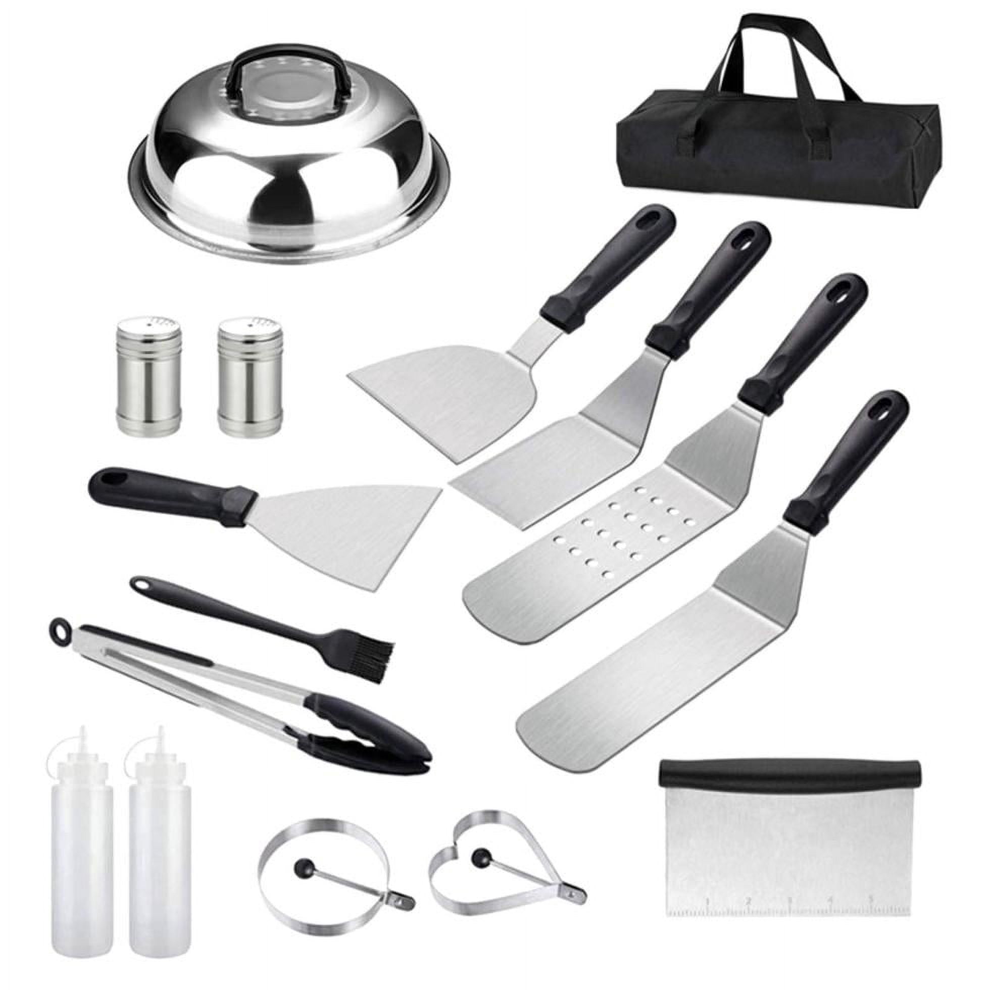 Birdeem Grilling Accessories Bbq Accessories Griddle Accessories Kit 16Pcs Flat Top Grilling Tools Set Stainless Steel Grill Bbq Spatula Kit Cooking Utensils Set with Carry Bag for Outdoor Barbecue