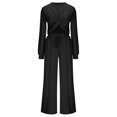 thumbnail image 2 of ShomPort Womens 2PC Matching Set Long Sleeve Crewneck Wrap T-Shirts Drawstring Elastic Waist Loose Pants Going Out Trendy Set, 2 of 6